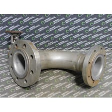 4" Flanged Stainless Steel 90° Elbow CL150/300 ES856AZU 1" Valve Used