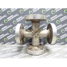 Unbranded 4-Way Flanged Cross Pipe 4-1/4" Flange 15/16" Bore 6-3/4" Wide Surplus